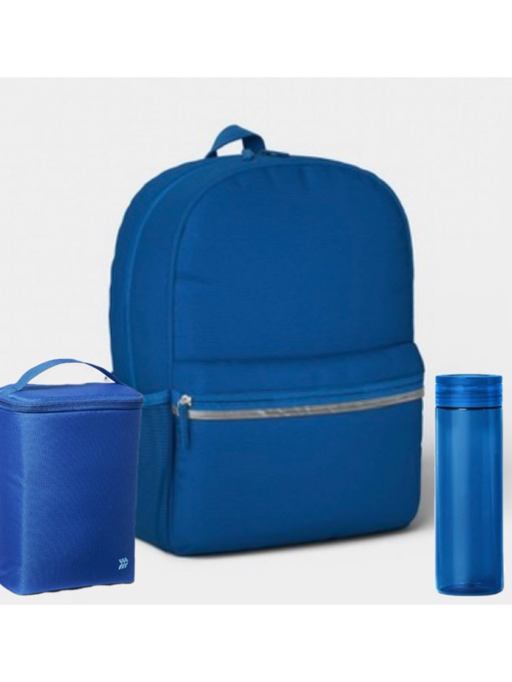 Classic Blue Everyday Kids Men's Women's Backpack Water Bottle Lunch Bag Sets
